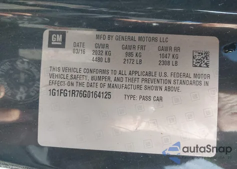 2016 Chevrolet Camaro 2Ss из США, поврежденный, VIN 1G1FG1R76G0164125